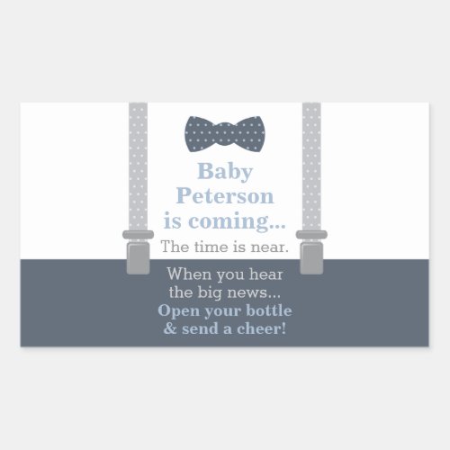 Baby Shower Sticker Little Man Bow Tie Rectangular Sticker