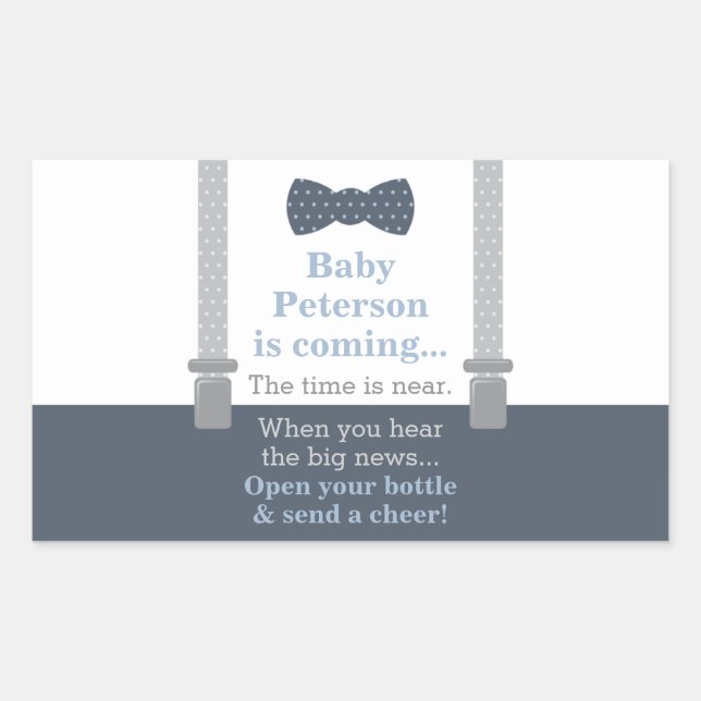 Baby Shower Sticker, Little Man, Bow Tie Rectangular Sticker (Front)