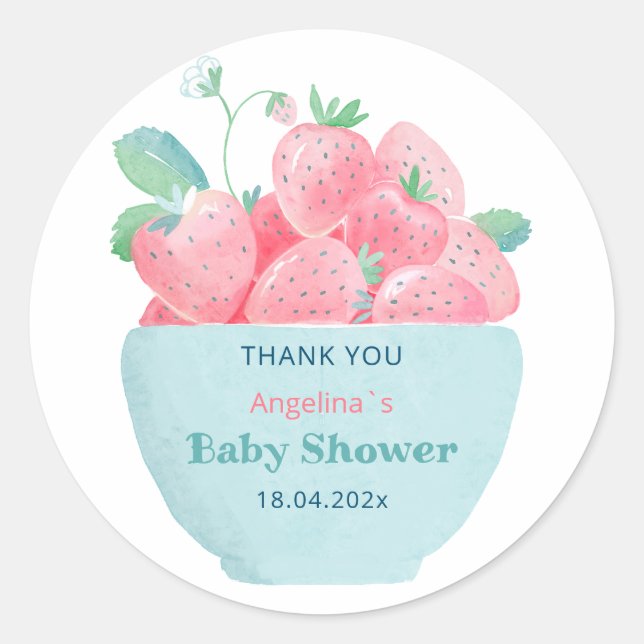 Baby Shower Sticker Strawberry (Front)