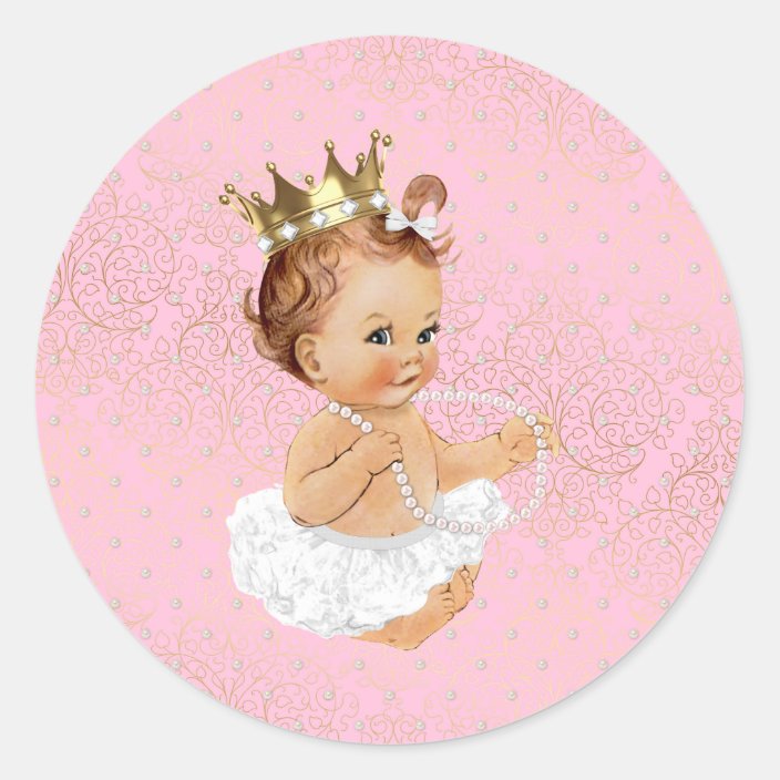 Baby Shower Sticker with Baby Princess | Zazzle