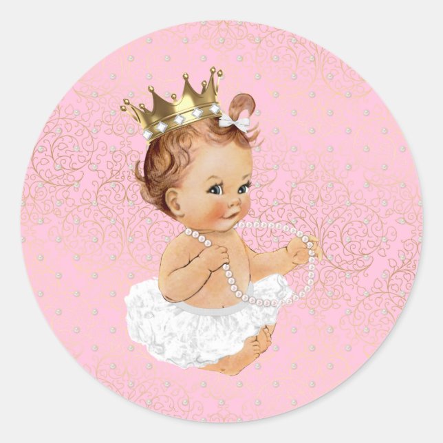 Baby Shower Sticker with Baby Princess (Front)
