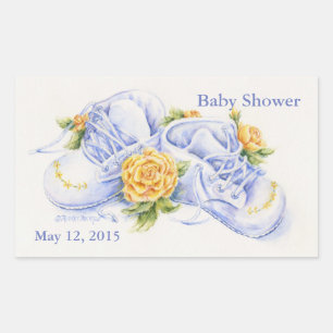 Baby Shower Stickers Baby Shoes and Yellow Roses