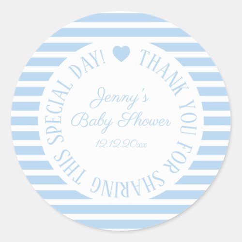 Baby Shower Stickers Boy Blue Favor Heart
