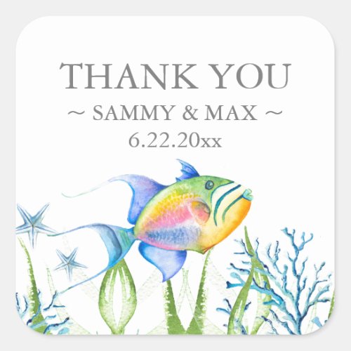 Baby Shower Stickers Colorful Watercolor Fish