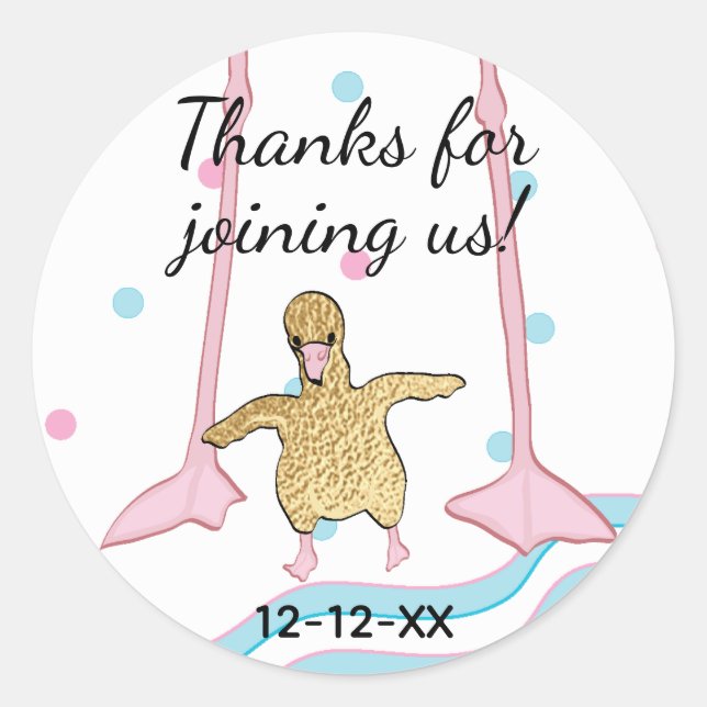 Baby Shower Stickers "Gold Baby Flamingo & Mommy" (Front)