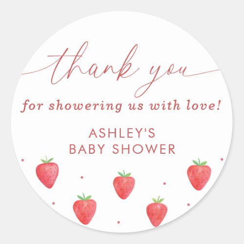 Baby Shower Stickers Strawberry Baby Shower Favor Classic Round Sticker