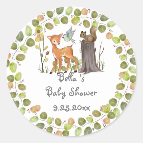 Baby Shower Stickers Woodland animal