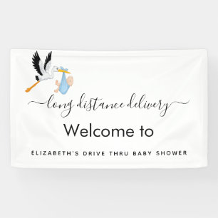 Baby shower stork Blue boy drive thru Banner