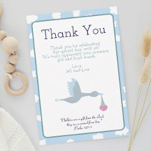 Baby Shower Stork Blue Sky Clouds and Bible Verse