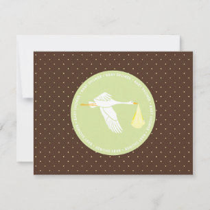 Baby Shower Stork Registry Card - Brown and Green