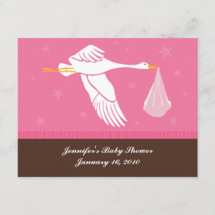 Baby Shower Stork Registry Card - Pink and Brown