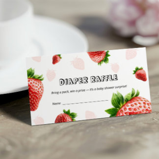 Baby shower Strawberry Diaper Raffle card 