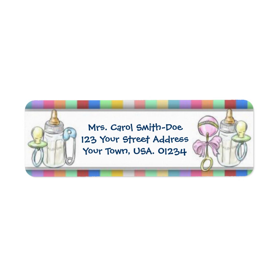 Baby Shower Stripes Return Address Labels Zazzle