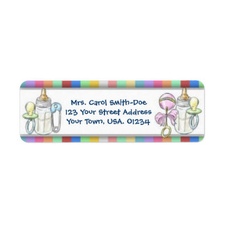 Baby Shower Stripes Return Address Labels