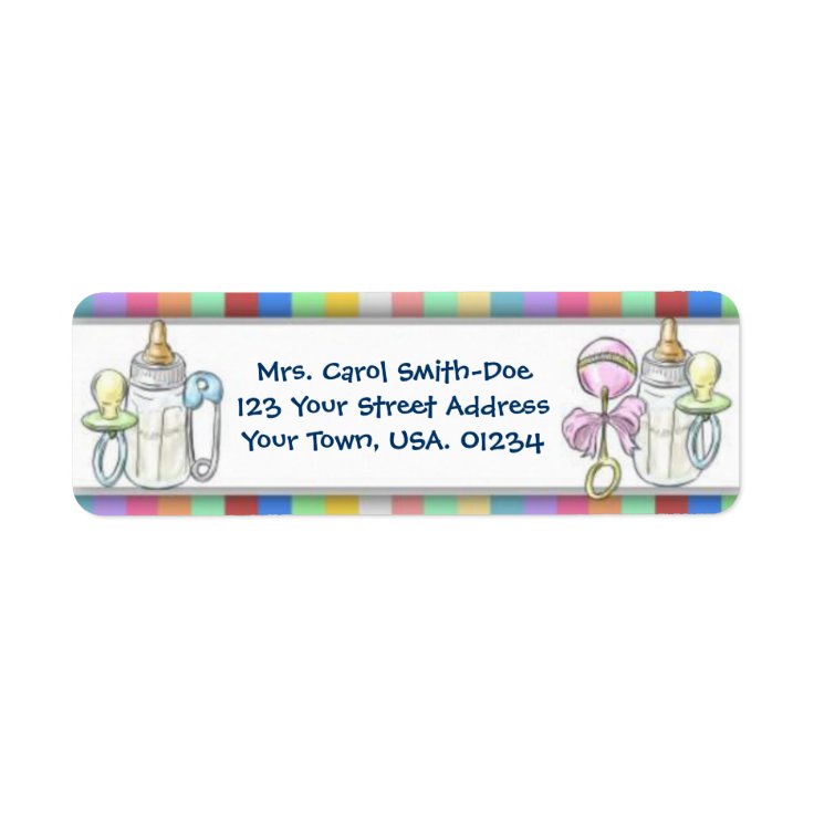 Baby Shower Stripes Return Address Labels Zazzle