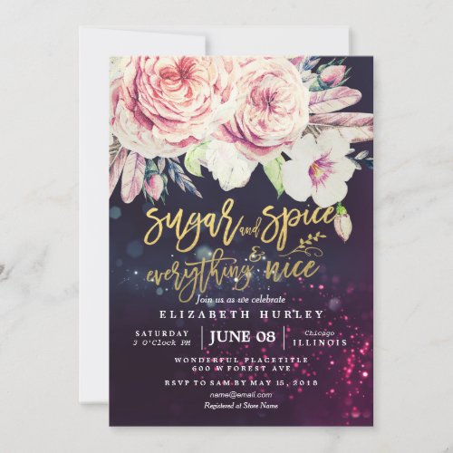 Baby Shower Sugar  Spice  Everything Nice Floral Invitation