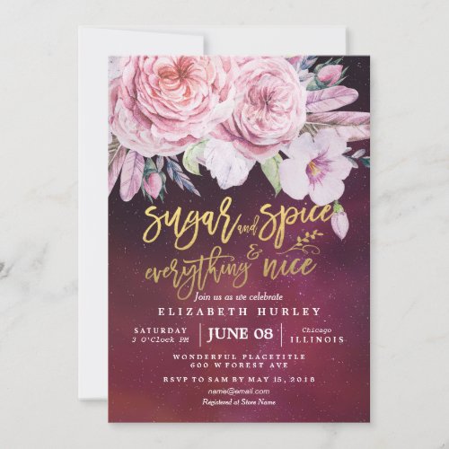 Baby Shower Sugar  Spice  Everything Nice Floral Invitation