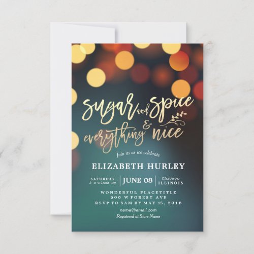 Baby Shower Sugar  Spice  Everything Nice Lights Invitation