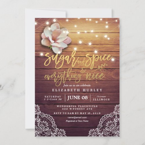 Baby Shower Sugar  Spice  Everything Nice Rustic Invitation