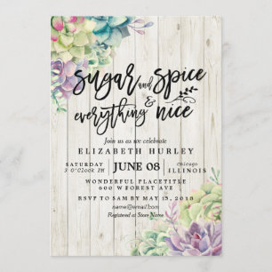 Baby Shower Sugar Spice Everything Nice Succulents Invitation
