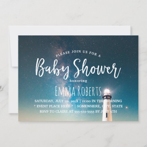 Baby Shower Summer Night Lighthouse Invitation