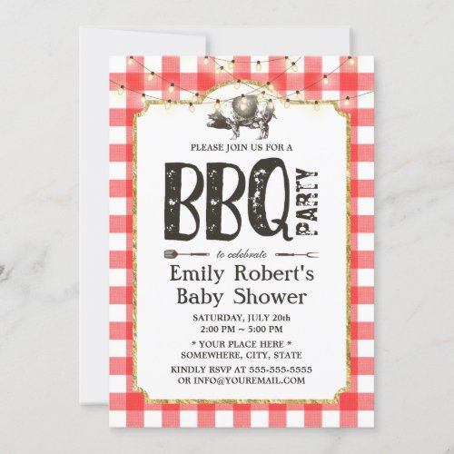Baby Shower Summer Pig Roast BBQ Party Invitation