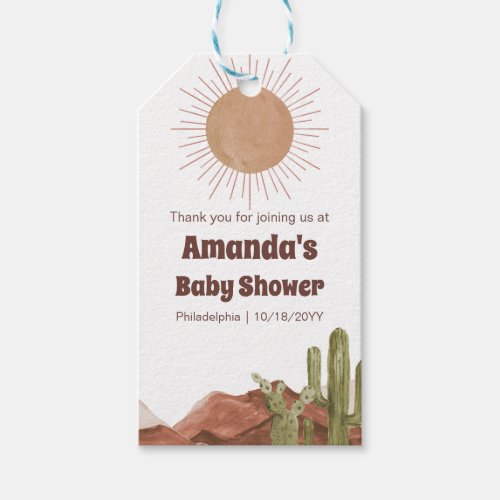 Baby Shower Sun and desert themed Gift Tags