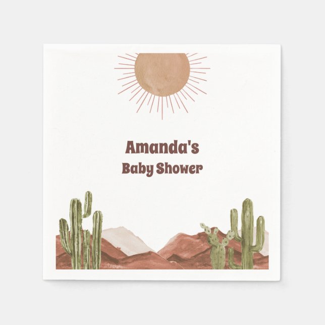 Baby Shower Sun Desert Cactus Baby Shower Napkins (Front)