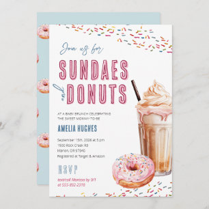 Baby Shower Sundaes Milkshakes Donuts Brunch Lunch Invitation