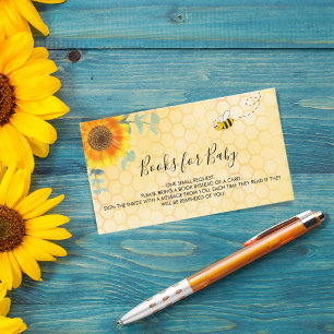 Baby shower Sunflower bee book request Enclosure Card