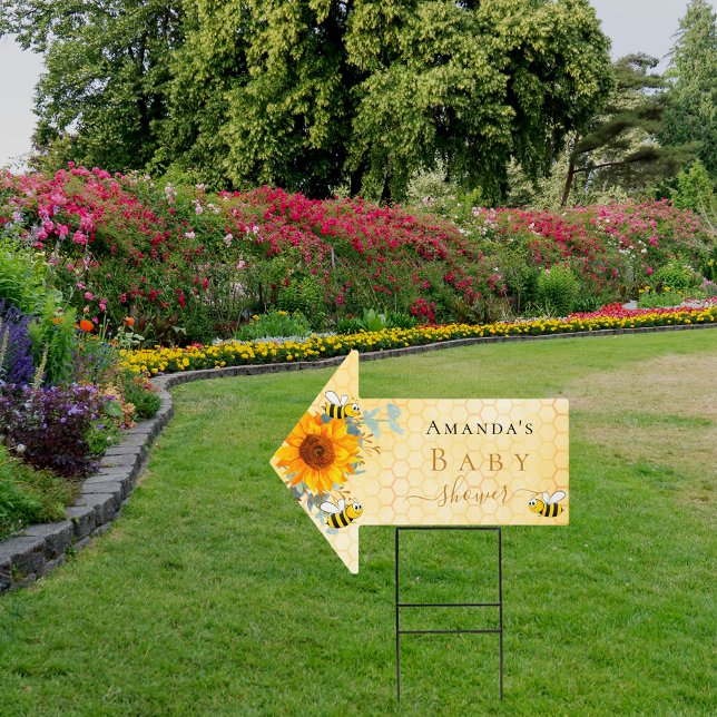 Baby Shower sunflower bumble bees eucalyptus arrow Sign (Creator Uploaded)