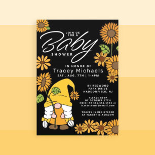 BABY SHOWER Sunflower Sunshine Gnome Invitation