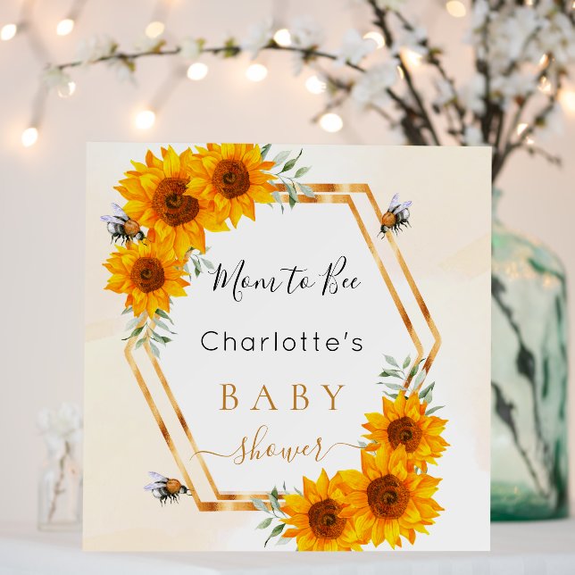 Baby Shower sunflowers bees gold geometric Foam Board (In Situ (Wedding))