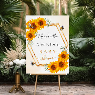 Baby Shower sunflowers bees gold geometric  Foam Board