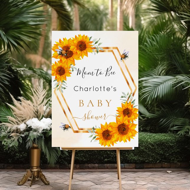 Baby Shower sunflowers bees gold geometric  Foam Board (Creator Uploaded)