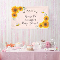 Baby Shower sunflowers girl pink mom to bee rustic Banner
