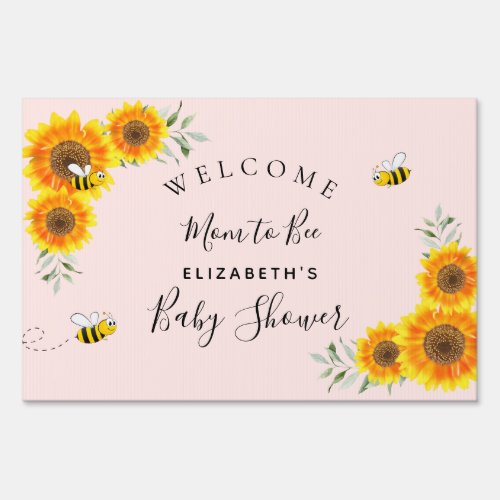 Baby Shower sunflowers girl pink mom to bee rustic Sign