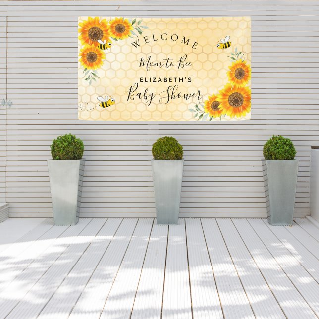 Baby Shower sunflowers honeycomb mom to bee Banner (Creator Uploaded)