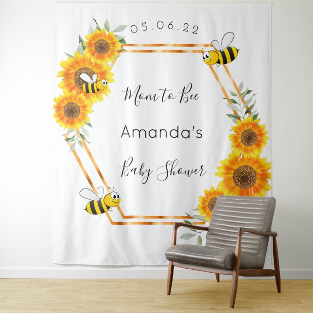 Baby Shower sunflowers Mom to bee gender neutral Tapestry (In Situ)