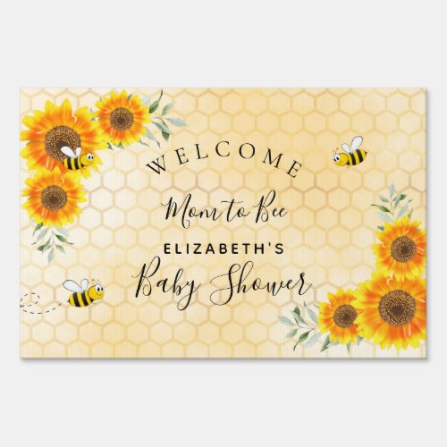 Baby Shower sunflowers rustic honeycomb mom to bee Sign