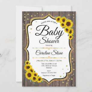 Baby Shower - Sunflowers Rustic Invitation
