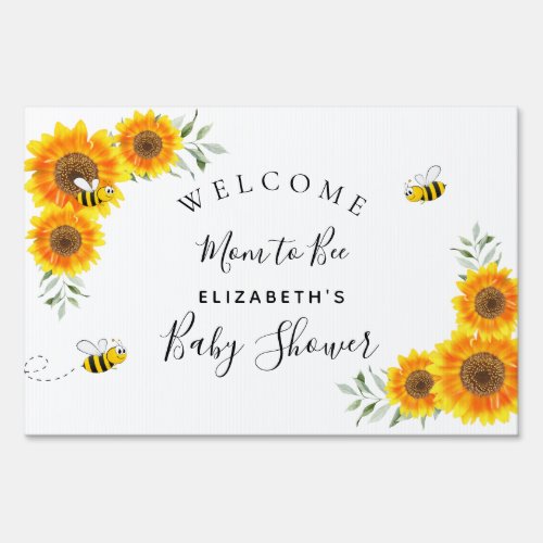 Baby Shower sunflowers white mom to bee rustic Sign