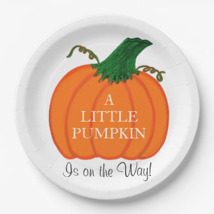 Baby Shower Sweet Baby Orange Pumpkin Paper Plates
