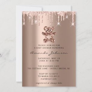 Baby Shower Sweet Beer Glitter Rose Drips  Boy Gir Invitation