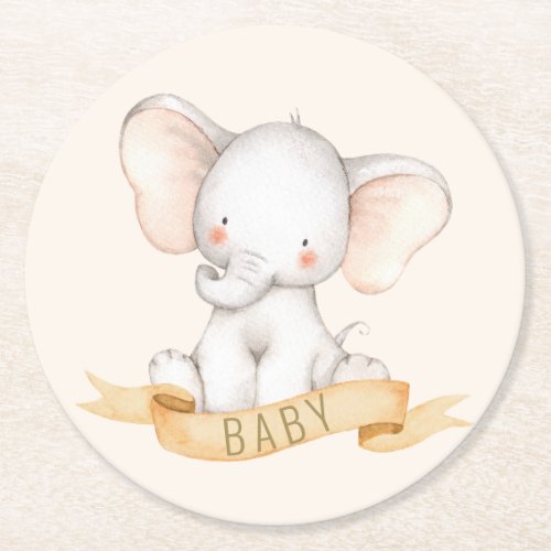 BABY SHOWER _ sweet elephant _ coasters _ CREAM