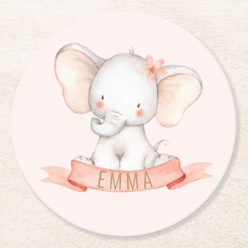 BABY SHOWER _ sweet elephant _ coasters _ GIRL