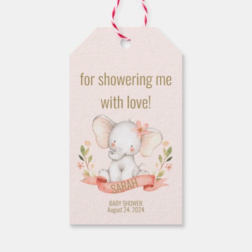 BABY SHOWER _ sweet elephant _ GIRL Gift Tags