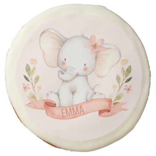 BABY SHOWER _ sweet elephant _ GIRL Sugar Cookie