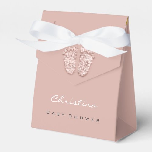 Baby Shower Sweet Feet Drips Glitter Rose Blush Favor Boxes