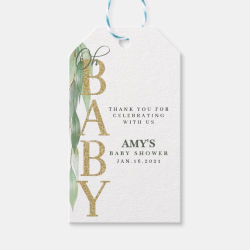 BABY SHOWER TAGThank youeucalyptus Gift Tags